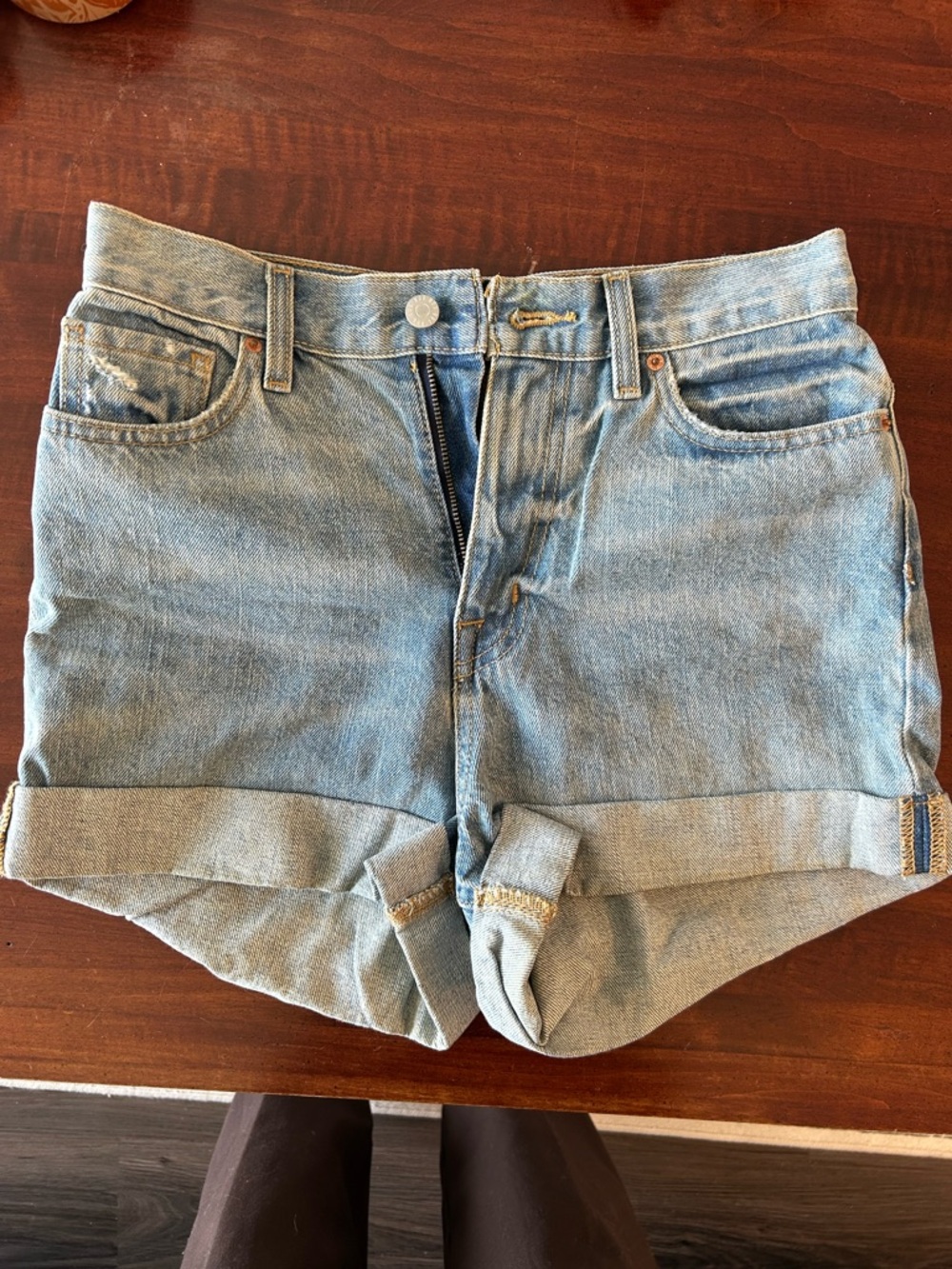 BDG Light Wash Rolled-Cuff Denim Shorts